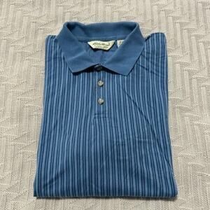 Eddie Bauer blue striped polo size M